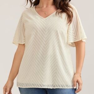 BloomChic Cream Chevron V-Neck Blouse